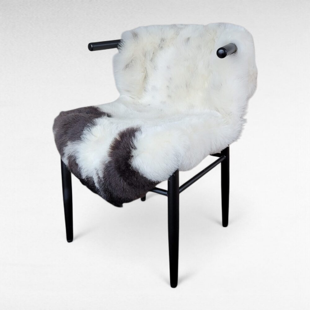 Cool Brown + Light Flecks Short 2" Wool Lambskin Pelt Throw 44" x 30"